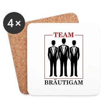 Bräutigam Team Junggesellen Hochzeit - Untersetzer (4er-Set) - Weiß - Vorne
