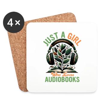 Earbuds & Epics: The Audiobook Lover's Tale - Coasters (set of 4) - white - Front