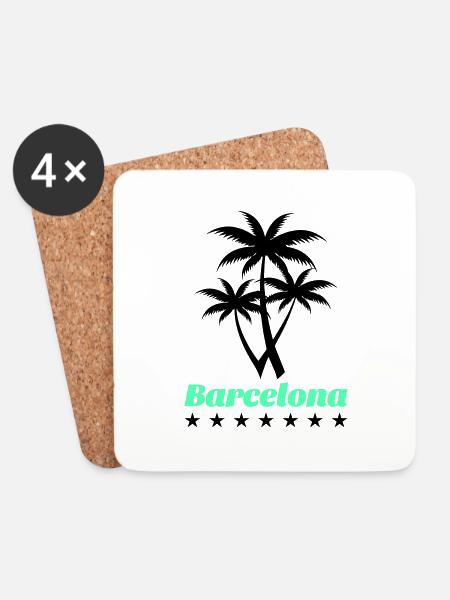 Barcelona - Coasters (set of 4) - white