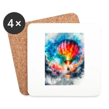 Hot Air Balloon Flight - Coasters (set of 4) - white - Front