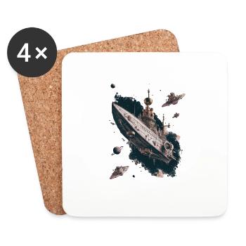 Starship Adventure In The Far Reaches Of Space - Coasters (set of 4) - white - Front
