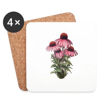 Echinaceapflanze 4 Blüten - Untersetzer (4er-Set) - Weiß - Vorne
