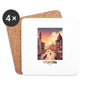 Venezia Stadt Art Design Ville Imprimer - Dessous de verre (lot de 4) - blanc - Devant