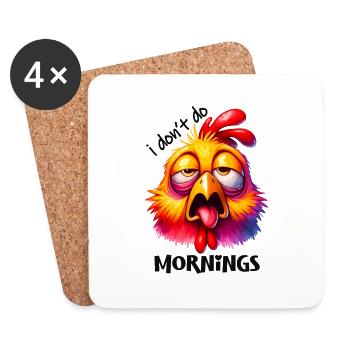 Poulet poule Coloré Ferme Isolé Coq Café - Dessous de verre (lot de 4) - blanc - Devant