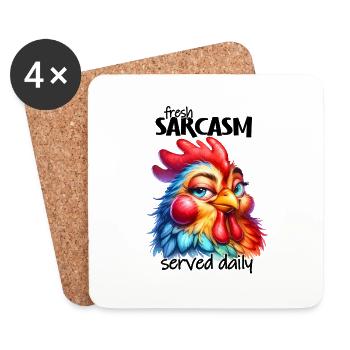 Chicken hen Colorful Farm Isolated Rooster Coffe - Coasters (set of 4) - white - Front