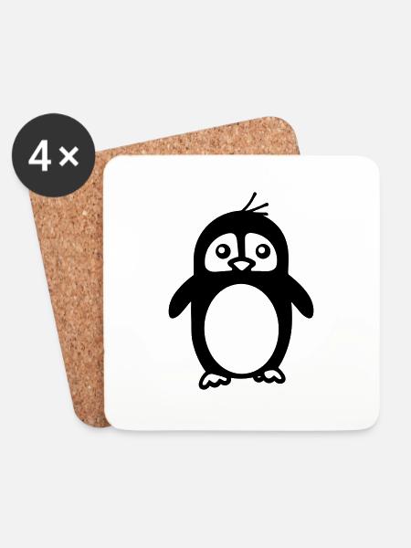 Pinguin - Untersetzer (4er-Set) - Weiß