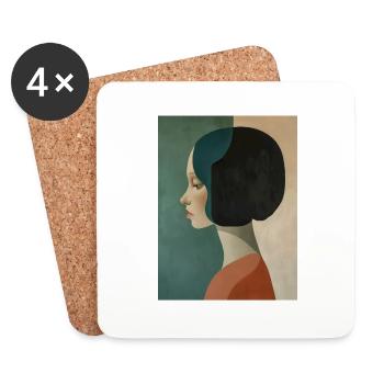 Poster Minimalist Portrait 6 - Coasters (set of 4) - white - Front
