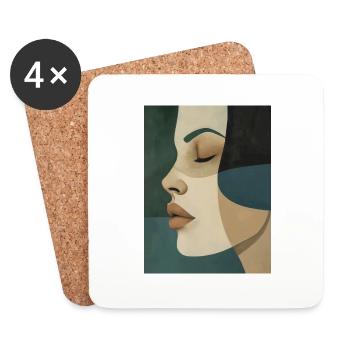 Poster Minimalist Portrait 3 - Coasters (set of 4) - white - Front