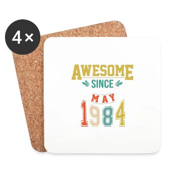 May 1984 Birthday May 1984 Gift 1984 - Coasters (set of 4) - white - Front