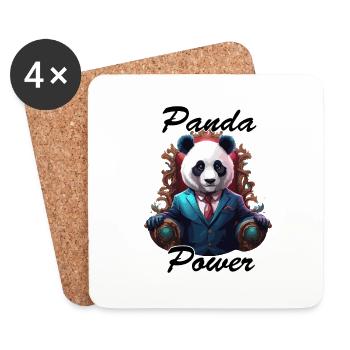 Panda / Animal / Zoo / Bamboo / Wild / Childlike - Coasters (set of 4) - white - Front