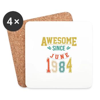 June 1984 Birthday June 1984 Gift 1984 - Coasters (set of 4) - white - Front