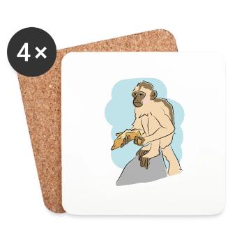 Illustrated design with monkey - Coasters (set of 4) - white - Front