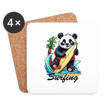 Panda / Tier / Zoo / Bambus / Wild / Kindlich - Untersetzer (4er-Set) - Weiß - Vorne