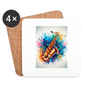 Aquarell-Saxophon - Untersetzer (4er-Set) - Weiß - Vorne