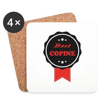 BEST COPINE - Dessous de verre (lot de 4) - blanc - Devant
