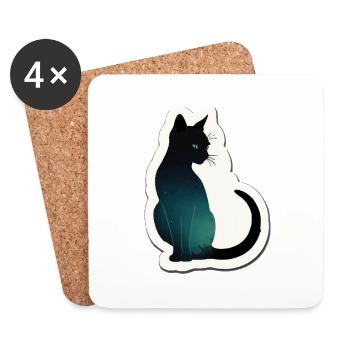 Silhouette de chat - Dessous de verre (lot de 4) - blanc - Devant