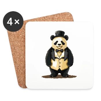 Cute panda in tailcoat - Coasters (set of 4) - white - Front