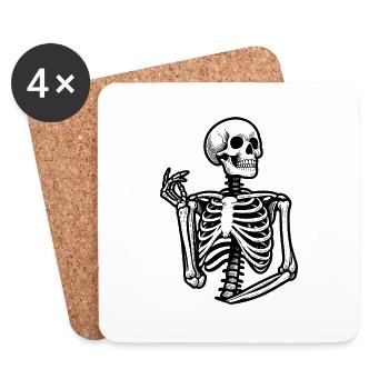 Pensive Skeleton - Bones - Coasters (set of 4) - white - Front