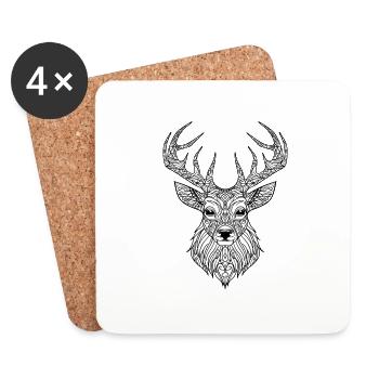 Mandala Stag tshirt - Coasters (set of 4) - white - Front