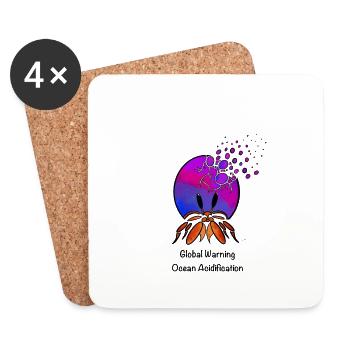 Global Warning! Ocean acidification Hermit crab - Coasters (set of 4) - white - Front