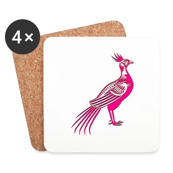 Pheasant Bird bird feather wings sky fly nature art - Coasters (set of 4) - white - Front