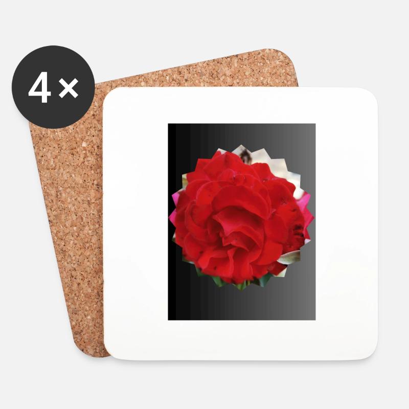 Rose in Sonnenform - Untersetzer (4er-Set) - Weiß