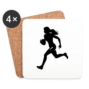 American Football Woman Silhouette - Coasters (set of 4) - white - Front