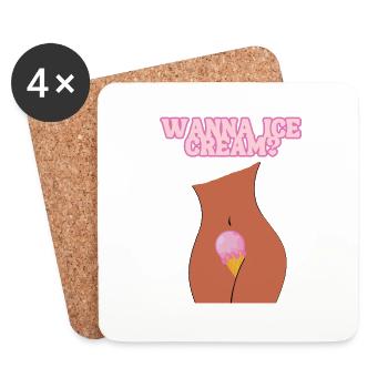 Wanna ice cream? - Dessous de verre (lot de 4) - blanc - Devant