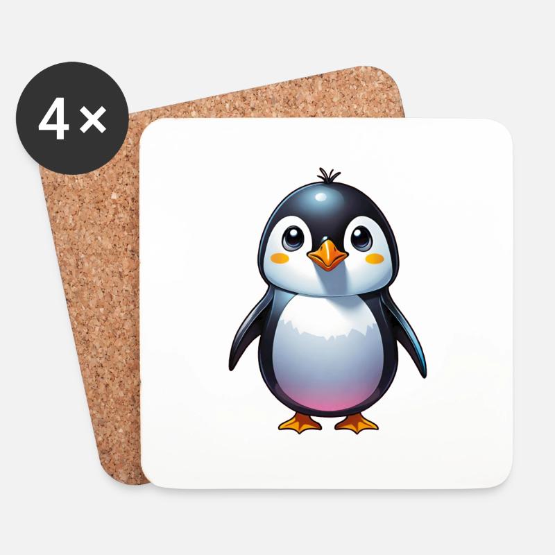 Pinguin - Untersetzer (4er-Set) - Weiß