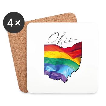 Ohio (USA) | echte Flagge | LGBTQIA+ Script - Untersetzer (4er-Set) - Weiß - Vorne