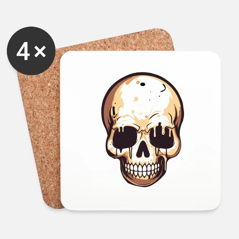 skull - Untersetzer (4er-Set) - Weiß