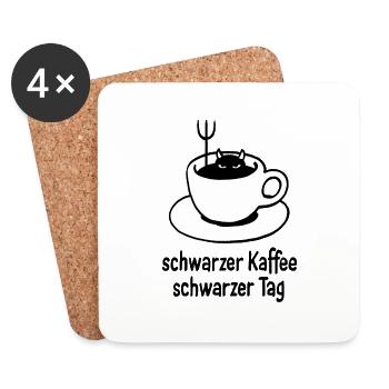 Café noir – Journée noire - Dessous de verre (lot de 4) - blanc - Devant