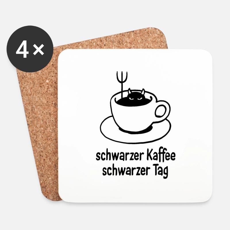 schwarzer Kaffee – schwarzer Tag - Untersetzer (4er-Set) - Weiß