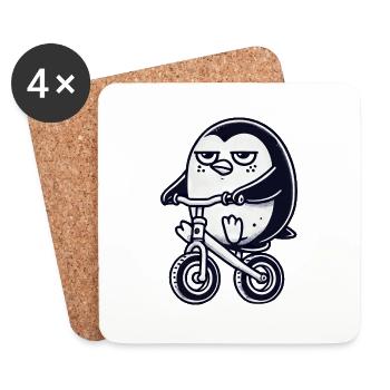 Lustiger Pinguin auf Laufrad Skurriles Fahrrad - Untersetzer (4er-Set) - Weiß - Vorne