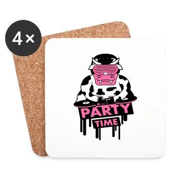 Funny Party Time Milk Cow Graffiti Animal Quote - Coasters (set of 4) - white - Front