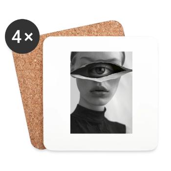 AP Portrait surréaliste 5 août 2024 - Dessous de verre (lot de 4) - blanc - Devant
