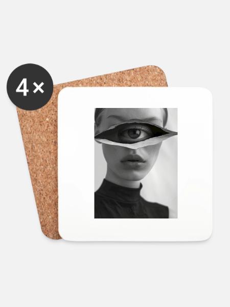 AP Surreal Portrait 5 August 2024 - Coasters (set of 4) - white