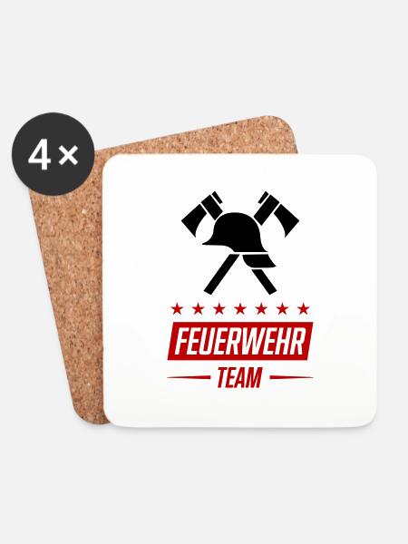 feuerwehr team - Untersetzer (4er-Set) - Weiß