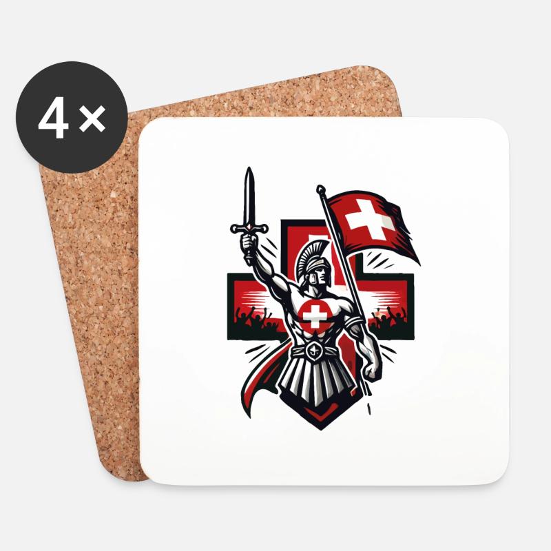 Gladiator Schweiz - Untersetzer (4er-Set) - Weiß