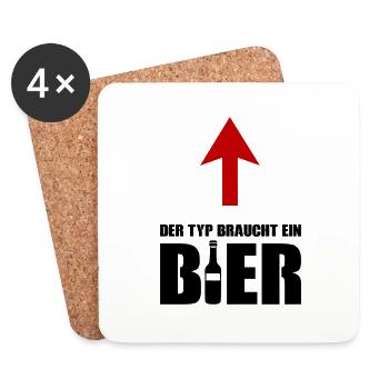 der typ braucht ein bier 01 - Untersetzer (4er-Set) - Weiß - Vorne