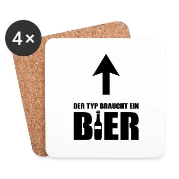 der typ braucht ein bier - Untersetzer (4er-Set) - Weiß - Vorne