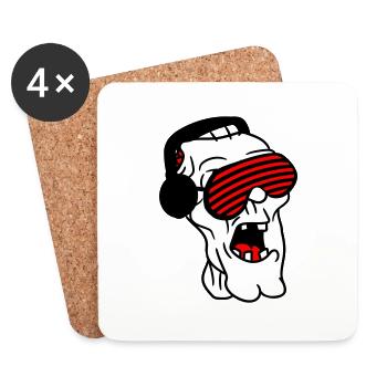 DJ Zombie Monster Horror Halloween Party Music - Coasters (set of 4) - white - Front