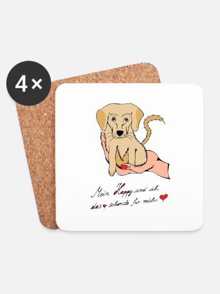 Hundebaby Namens Happy - Untersetzer (4er-Set) - Weiß