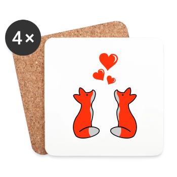Foxes in Love 02 - Coasters (set of 4) - white - Front