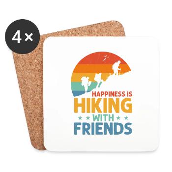 Happiness Is Hiking With Friends Mountain Hiker - Coasters (set of 4) - white - Front