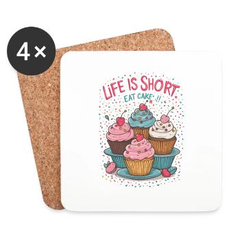 Mangez le gâteau - Dessous de verre (lot de 4) - blanc - Devant