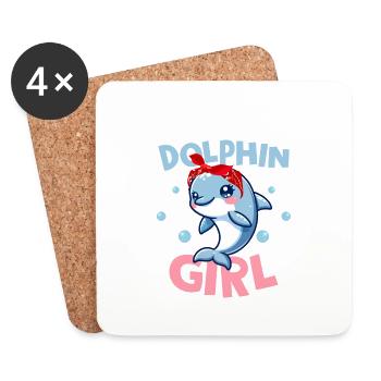 Crazy Dolphin Girl Beach Vacation Marine Biology - Untersetzer (4er-Set) - Weiß - Vorne