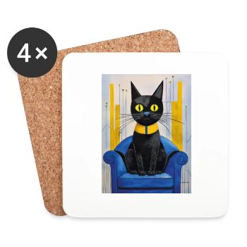 The Cat - Untersetzer (4er-Set) - Weiß - Vorne