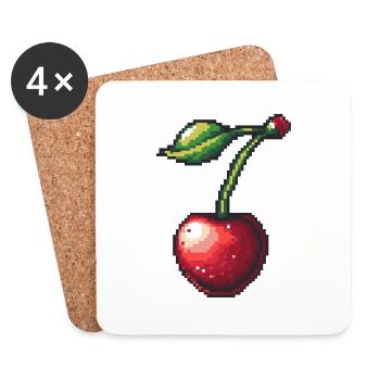 Kirsche Pixel Symbol - Untersetzer (4er-Set) - Weiß - Vorne