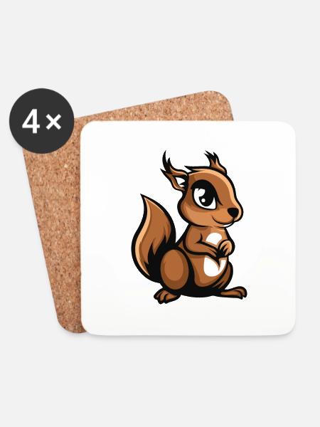 eichhörnchen - Untersetzer (4er-Set) - Weiß